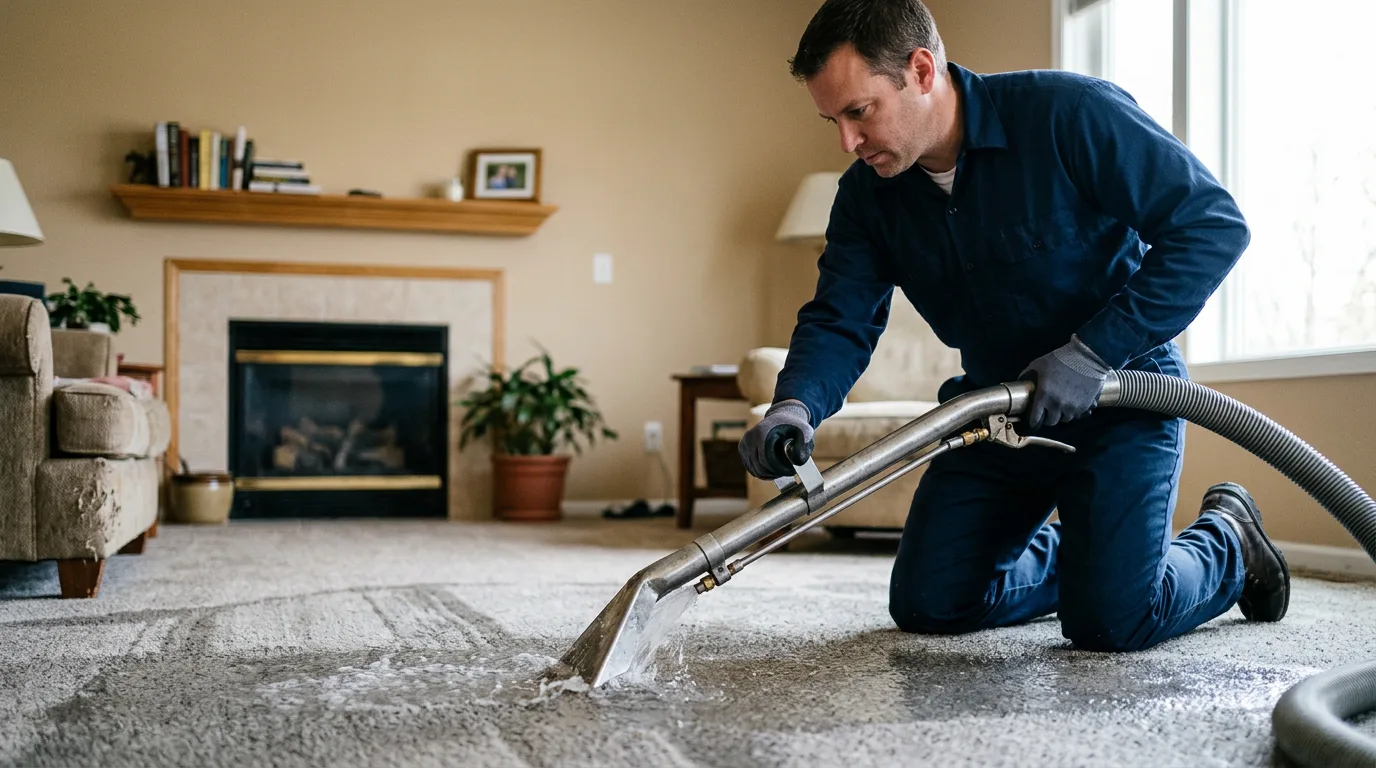 Water damage restoration technician working near South Orange, NJ